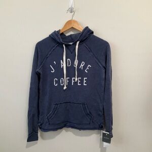 New with Tags, “J'Adore Coffee” Graphic Hoodie Grayson Threads Blue XS New